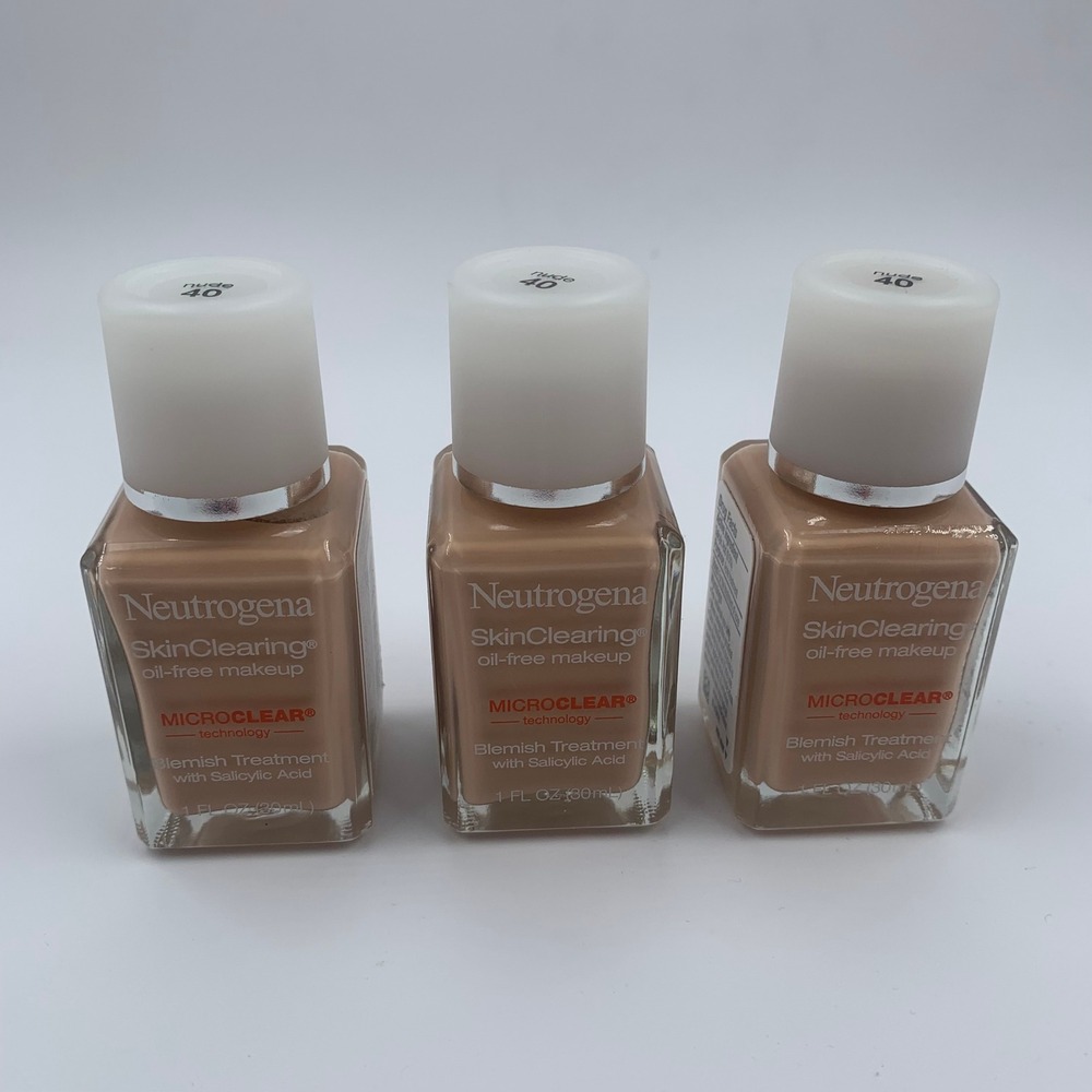Neutrogena SkinClearing Foundation 3pk Nude 40 New Oil-Free Acne Treatment
